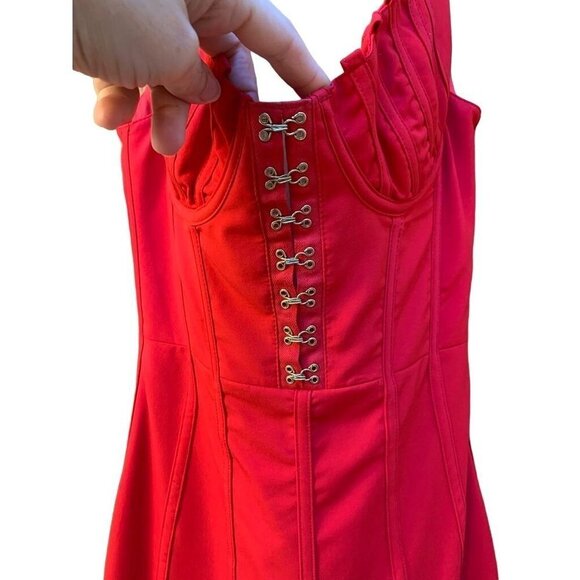 House of CB London XS Red Corset Mini Dress Boned Bodycon Celebrity Fashion - Picture 5 of 10